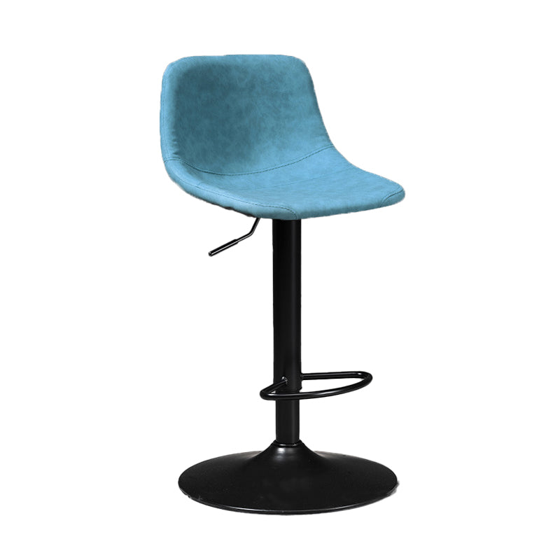 Industrial Style Bar-stool Leather Seat with Low Back for Kitchen Bar Blue Black 1 Piece Clearhalo 'Bar Furniture' 'Bar Stools' 'bar_stools' 'furn' 'furn_bar_stools' 'furniture_bar_stools' 'Kitchen & Dining Furniture' 'kitchen&dining_furn' 'kitchen' 'kitchen_furn' Furniture' 4611237
