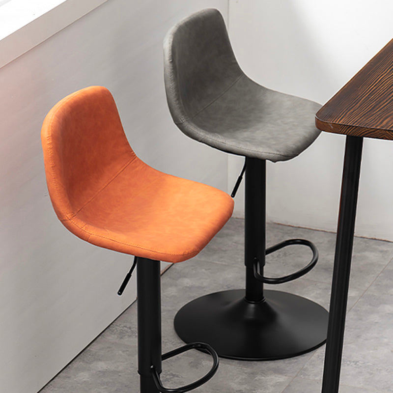 Industrial Style Bar-stool Leather Seat with Low Back for Kitchen Bar Clearhalo 'Bar Furniture' 'Bar Stools' 'bar_stools' 'furn' 'furn_bar_stools' 'furniture_bar_stools' 'Kitchen & Dining Furniture' 'kitchen&dining_furn' 'kitchen' 'kitchen_furn' Furniture' 4611238