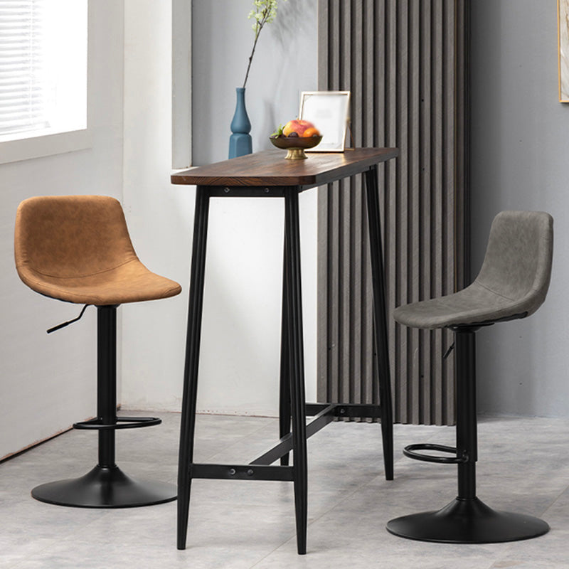 Industrial Style Bar-stool Leather Seat with Low Back for Kitchen Bar Clearhalo 'Bar Furniture' 'Bar Stools' 'bar_stools' 'furn' 'furn_bar_stools' 'furniture_bar_stools' 'Kitchen & Dining Furniture' 'kitchen&dining_furn' 'kitchen' 'kitchen_furn' Furniture' 4611240