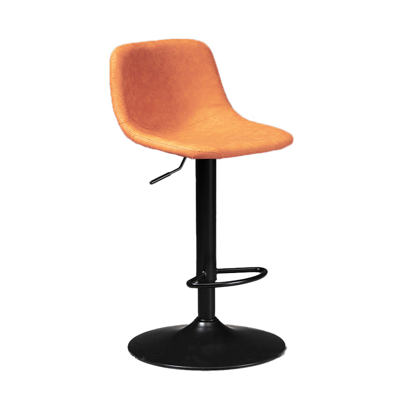 Industrial Style Bar-stool Leather Seat with Low Back for Kitchen Bar Orange Black 1 Piece Clearhalo 'Bar Furniture' 'Bar Stools' 'bar_stools' 'furn' 'furn_bar_stools' 'furniture_bar_stools' 'Kitchen & Dining Furniture' 'kitchen&dining_furn' 'kitchen' 'kitchen_furn' Furniture' 4611241