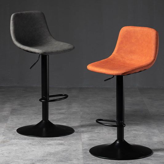 Industrial Style Bar-stool Leather Seat with Low Back for Kitchen Bar Clearhalo 'Bar Furniture' 'Bar Stools' 'bar_stools' 'furn' 'furn_bar_stools' 'furniture_bar_stools' 'Kitchen & Dining Furniture' 'kitchen&dining_furn' 'kitchen' 'kitchen_furn' Furniture' 4611242