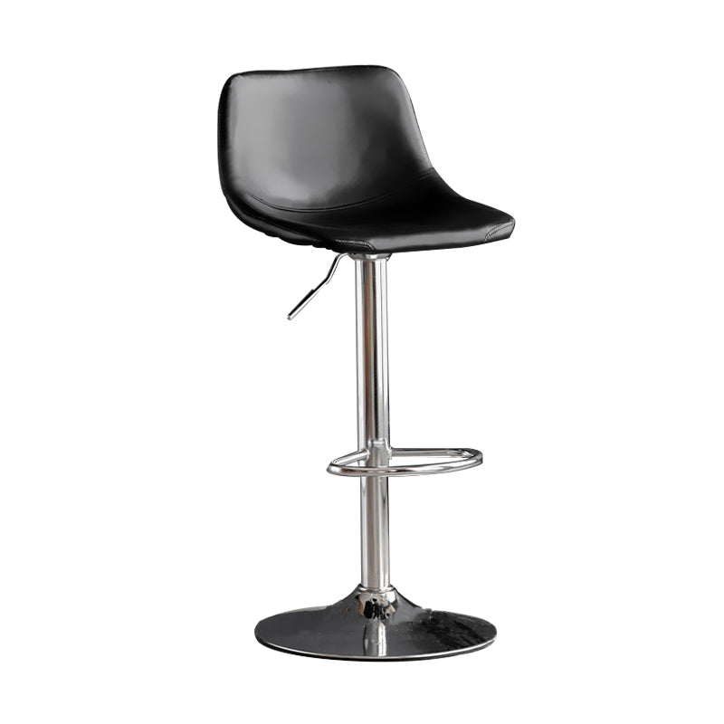 Industrial Style Bar-stool Leather Seat with Low Back for Kitchen Bar Black Silver 1 Piece Clearhalo 'Bar Furniture' 'Bar Stools' 'bar_stools' 'furn' 'furn_bar_stools' 'furniture_bar_stools' 'Kitchen & Dining Furniture' 'kitchen&dining_furn' 'kitchen' 'kitchen_furn' Furniture' 4611245
