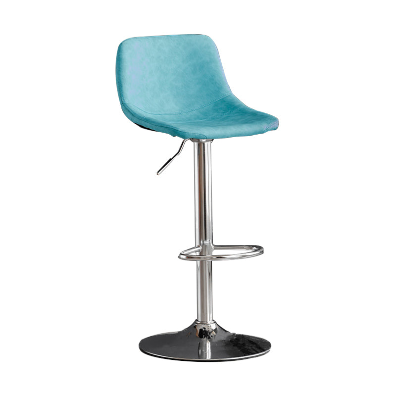 Industrial Style Bar-stool Leather Seat with Low Back for Kitchen Bar Blue Silver 1 Piece Clearhalo 'Bar Furniture' 'Bar Stools' 'bar_stools' 'furn' 'furn_bar_stools' 'furniture_bar_stools' 'Kitchen & Dining Furniture' 'kitchen&dining_furn' 'kitchen' 'kitchen_furn' Furniture' 4611247