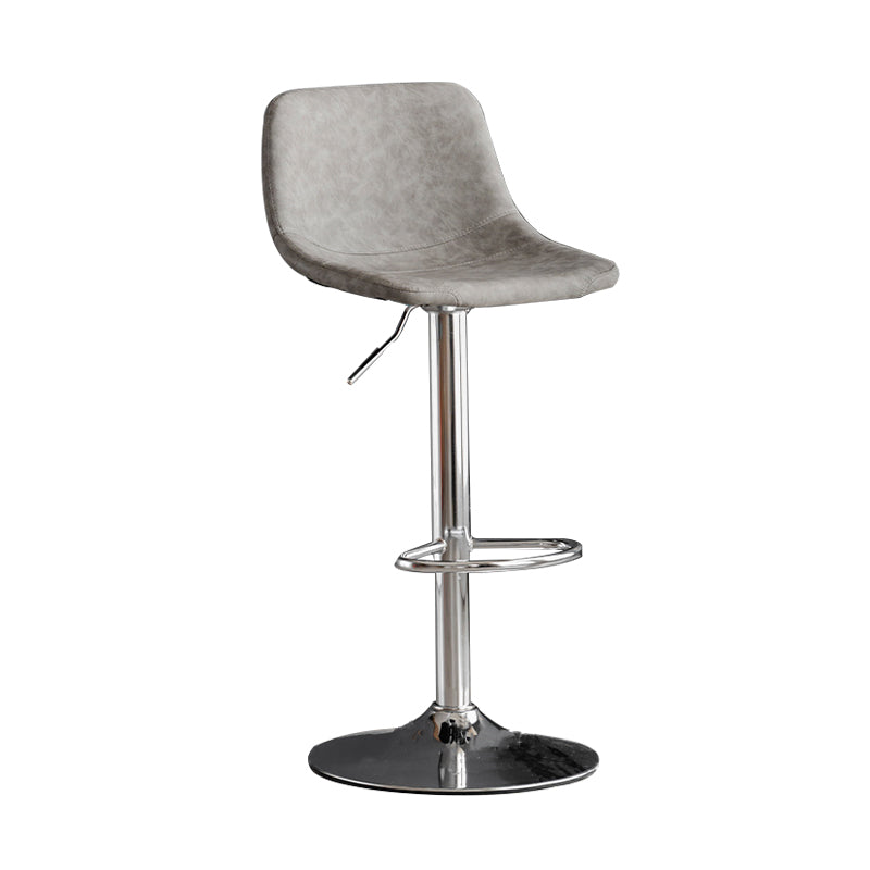 Industrial Style Bar-stool Leather Seat with Low Back for Kitchen Bar Grey Silver 1 Piece Clearhalo 'Bar Furniture' 'Bar Stools' 'bar_stools' 'furn' 'furn_bar_stools' 'furniture_bar_stools' 'Kitchen & Dining Furniture' 'kitchen&dining_furn' 'kitchen' 'kitchen_furn' Furniture' 4611250