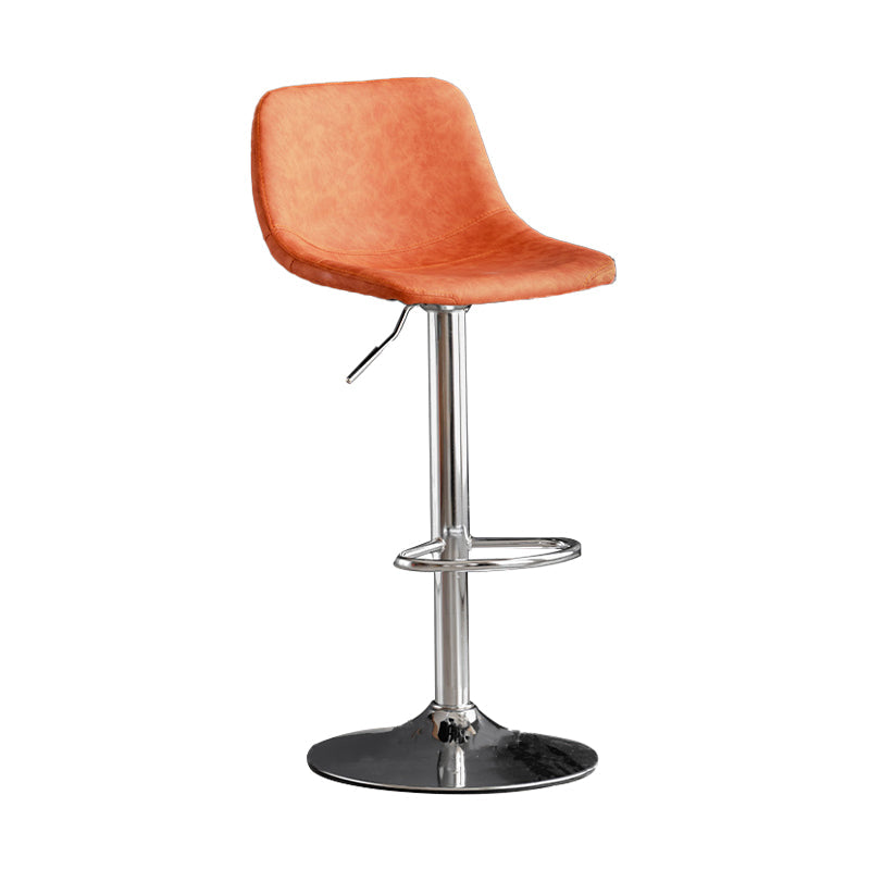 Industrial Style Bar-stool Leather Seat with Low Back for Kitchen Bar Orange Silver 1 Piece Clearhalo 'Bar Furniture' 'Bar Stools' 'bar_stools' 'furn' 'furn_bar_stools' 'furniture_bar_stools' 'Kitchen & Dining Furniture' 'kitchen&dining_furn' 'kitchen' 'kitchen_furn' Furniture' 4611251