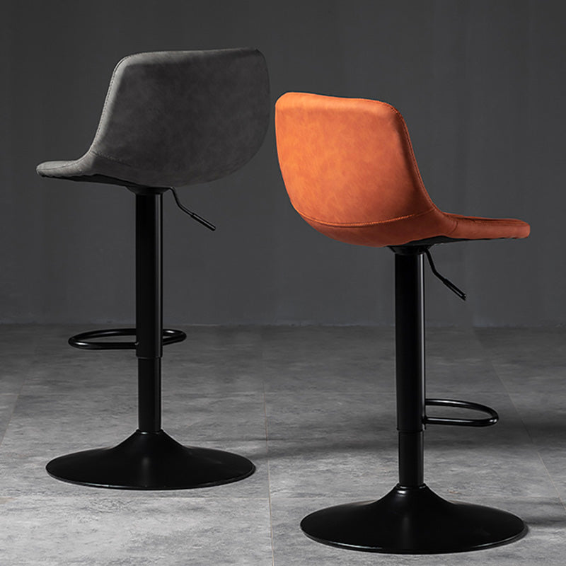 Industrial Style Bar-stool Leather Seat with Low Back for Kitchen Bar Clearhalo 'Bar Furniture' 'Bar Stools' 'bar_stools' 'furn' 'furn_bar_stools' 'furniture_bar_stools' 'Kitchen & Dining Furniture' 'kitchen&dining_furn' 'kitchen' 'kitchen_furn' Furniture' 4611255