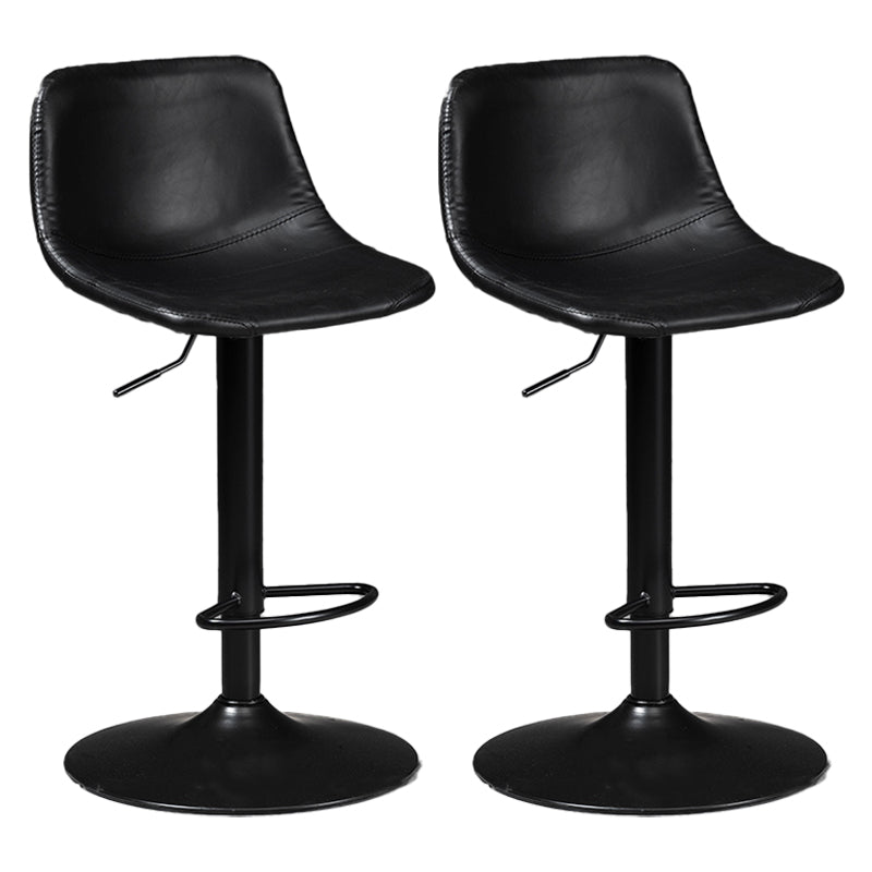 Industrial Style Bar-stool Leather Seat with Low Back for Kitchen Bar Black Black 2 Piece Set Clearhalo 'Bar Furniture' 'Bar Stools' 'bar_stools' 'furn' 'furn_bar_stools' 'furniture_bar_stools' 'Kitchen & Dining Furniture' 'kitchen&dining_furn' 'kitchen' 'kitchen_furn' Furniture' 4611256