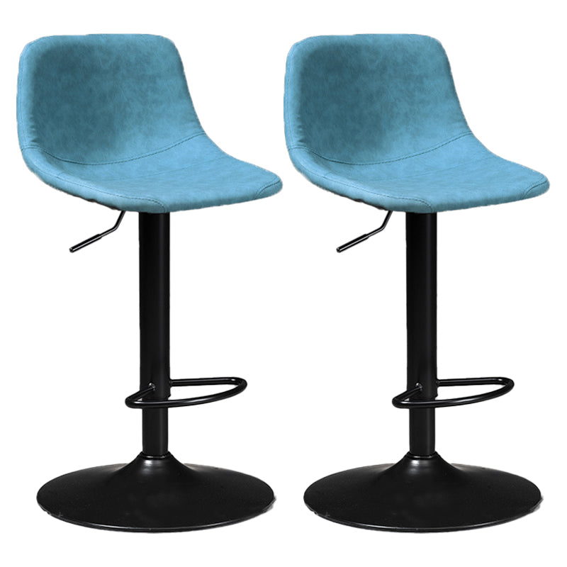 Industrial Style Bar-stool Leather Seat with Low Back for Kitchen Bar Blue Black 2 Piece Set Clearhalo 'Bar Furniture' 'Bar Stools' 'bar_stools' 'furn' 'furn_bar_stools' 'furniture_bar_stools' 'Kitchen & Dining Furniture' 'kitchen&dining_furn' 'kitchen' 'kitchen_furn' Furniture' 4611258