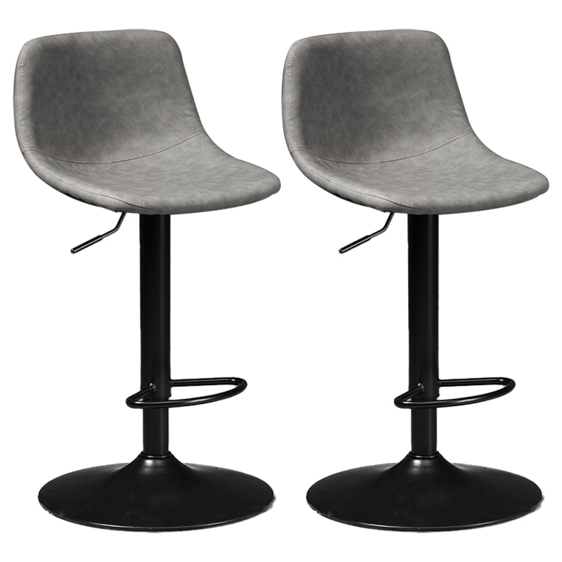 Industrial Style Bar-stool Leather Seat with Low Back for Kitchen Bar Grey Black 2 Piece Set Clearhalo 'Bar Furniture' 'Bar Stools' 'bar_stools' 'furn' 'furn_bar_stools' 'furniture_bar_stools' 'Kitchen & Dining Furniture' 'kitchen&dining_furn' 'kitchen' 'kitchen_furn' Furniture' 4611259