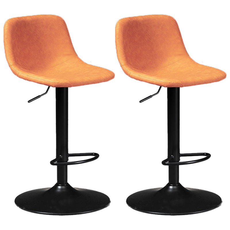 Industrial Style Bar-stool Leather Seat with Low Back for Kitchen Bar Orange Black 2 Piece Set Clearhalo 'Bar Furniture' 'Bar Stools' 'bar_stools' 'furn' 'furn_bar_stools' 'furniture_bar_stools' 'Kitchen & Dining Furniture' 'kitchen&dining_furn' 'kitchen' 'kitchen_furn' Furniture' 4611262