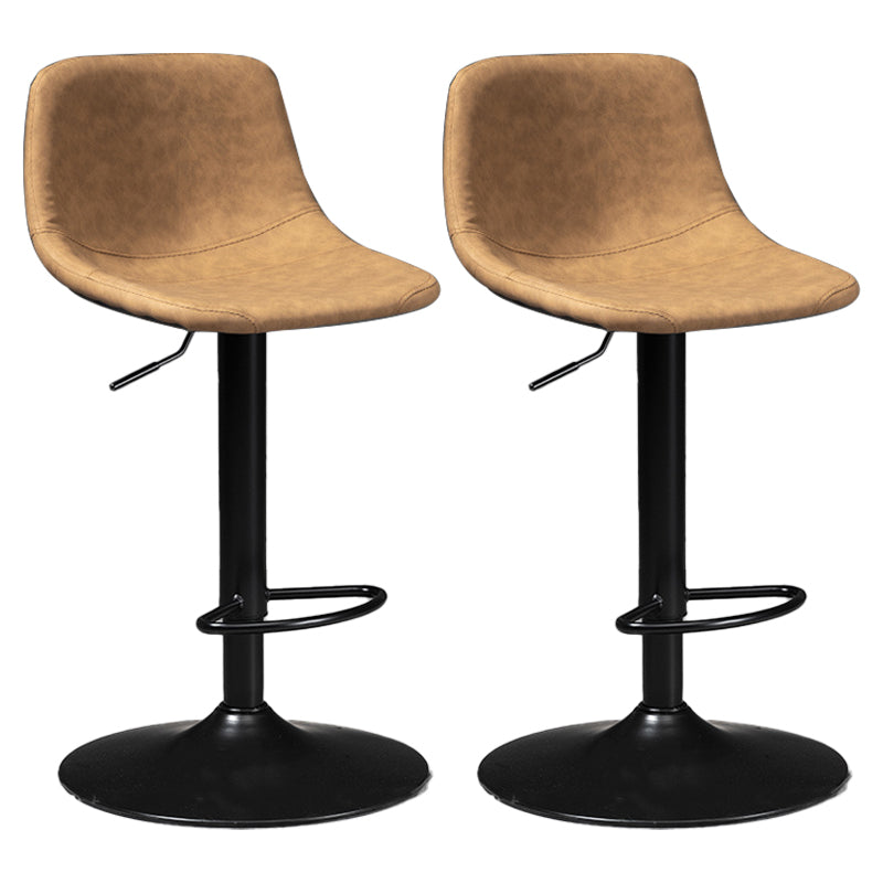Industrial Style Bar-stool Leather Seat with Low Back for Kitchen Bar Brown Black 2 Piece Set Clearhalo 'Bar Furniture' 'Bar Stools' 'bar_stools' 'furn' 'furn_bar_stools' 'furniture_bar_stools' 'Kitchen & Dining Furniture' 'kitchen&dining_furn' 'kitchen' 'kitchen_furn' Furniture' 4611263
