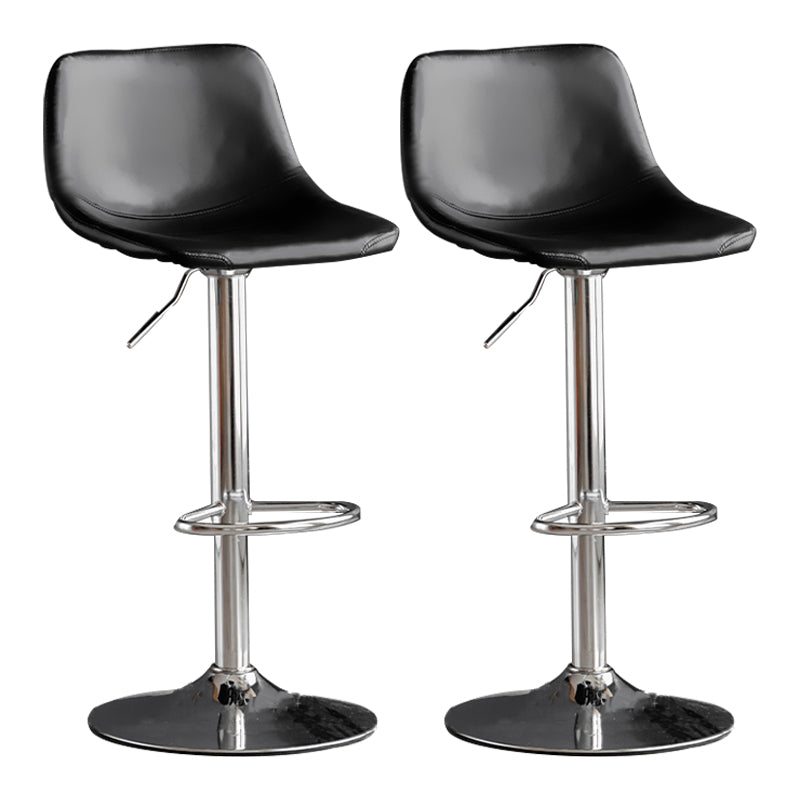 Industrial Style Bar-stool Leather Seat with Low Back for Kitchen Bar Black Silver 2 Piece Set Clearhalo 'Bar Furniture' 'Bar Stools' 'bar_stools' 'furn' 'furn_bar_stools' 'furniture_bar_stools' 'Kitchen & Dining Furniture' 'kitchen&dining_furn' 'kitchen' 'kitchen_furn' Furniture' 4611264