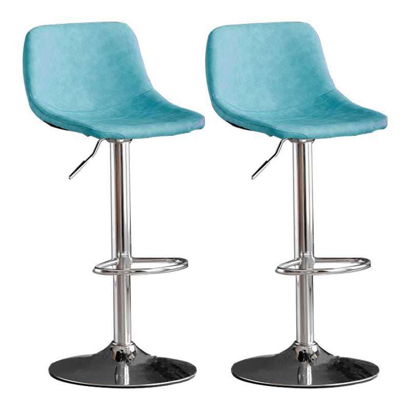 Industrial Style Bar-stool Leather Seat with Low Back for Kitchen Bar Blue Silver 2 Piece Set Clearhalo 'Bar Furniture' 'Bar Stools' 'bar_stools' 'furn' 'furn_bar_stools' 'furniture_bar_stools' 'Kitchen & Dining Furniture' 'kitchen&dining_furn' 'kitchen' 'kitchen_furn' Furniture' 4611265