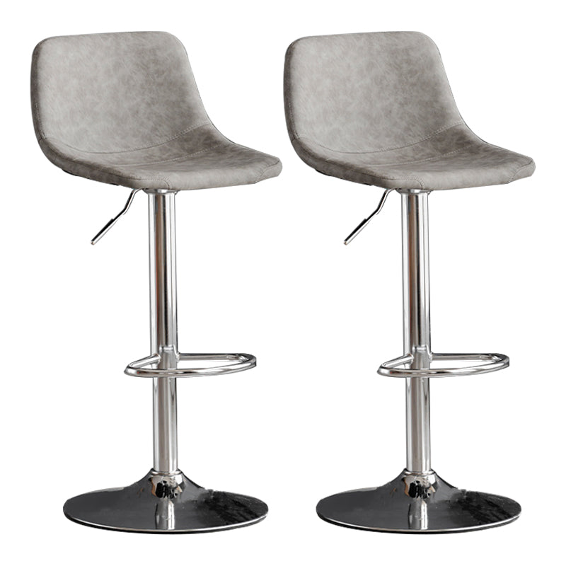Industrial Style Bar-stool Leather Seat with Low Back for Kitchen Bar Grey Silver 2 Piece Set Clearhalo 'Bar Furniture' 'Bar Stools' 'bar_stools' 'furn' 'furn_bar_stools' 'furniture_bar_stools' 'Kitchen & Dining Furniture' 'kitchen&dining_furn' 'kitchen' 'kitchen_furn' Furniture' 4611266