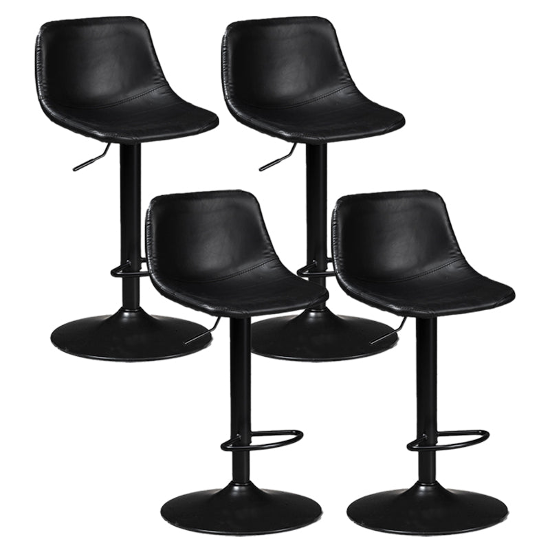 Industrial Style Bar-stool Leather Seat with Low Back for Kitchen Bar Black Black 4 Piece Set Clearhalo 'Bar Furniture' 'Bar Stools' 'bar_stools' 'furn' 'furn_bar_stools' 'furniture_bar_stools' 'Kitchen & Dining Furniture' 'kitchen&dining_furn' 'kitchen' 'kitchen_furn' Furniture' 4611269