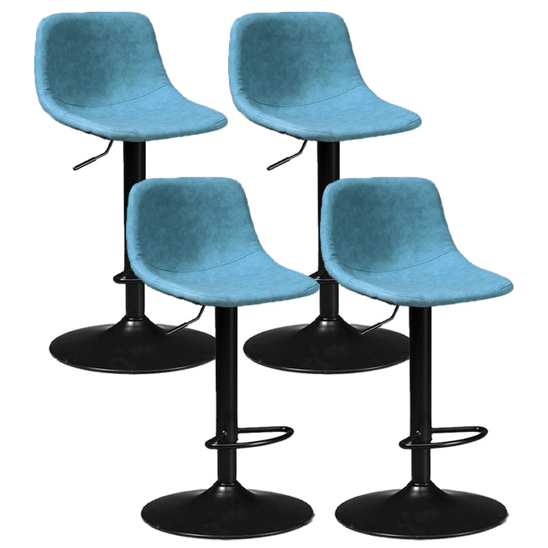 Industrial Style Bar-stool Leather Seat with Low Back for Kitchen Bar Blue Black 4 Piece Set Clearhalo 'Bar Furniture' 'Bar Stools' 'bar_stools' 'furn' 'furn_bar_stools' 'furniture_bar_stools' 'Kitchen & Dining Furniture' 'kitchen&dining_furn' 'kitchen' 'kitchen_furn' Furniture' 4611270