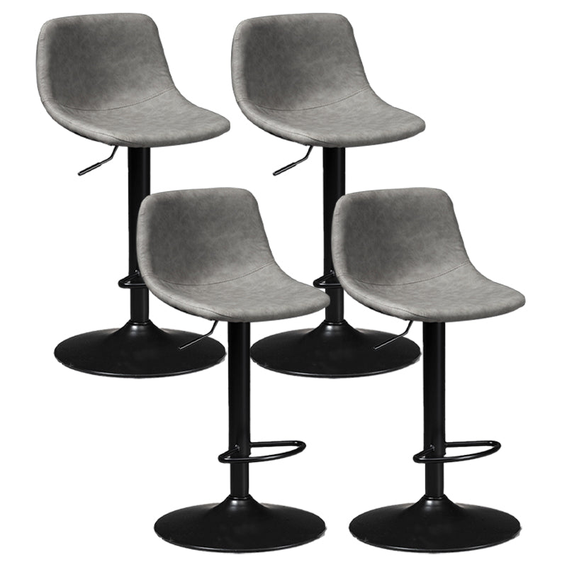 Industrial Style Bar-stool Leather Seat with Low Back for Kitchen Bar Grey Black 4 Piece Set Clearhalo 'Bar Furniture' 'Bar Stools' 'bar_stools' 'furn' 'furn_bar_stools' 'furniture_bar_stools' 'Kitchen & Dining Furniture' 'kitchen&dining_furn' 'kitchen' 'kitchen_furn' Furniture' 4611271