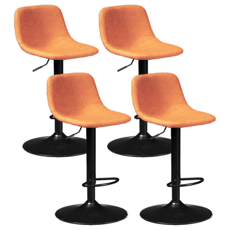 Industrial Style Bar-stool Leather Seat with Low Back for Kitchen Bar Orange Black 4 Piece Set Clearhalo 'Bar Furniture' 'Bar Stools' 'bar_stools' 'furn' 'furn_bar_stools' 'furniture_bar_stools' 'Kitchen & Dining Furniture' 'kitchen&dining_furn' 'kitchen' 'kitchen_furn' Furniture' 4611272