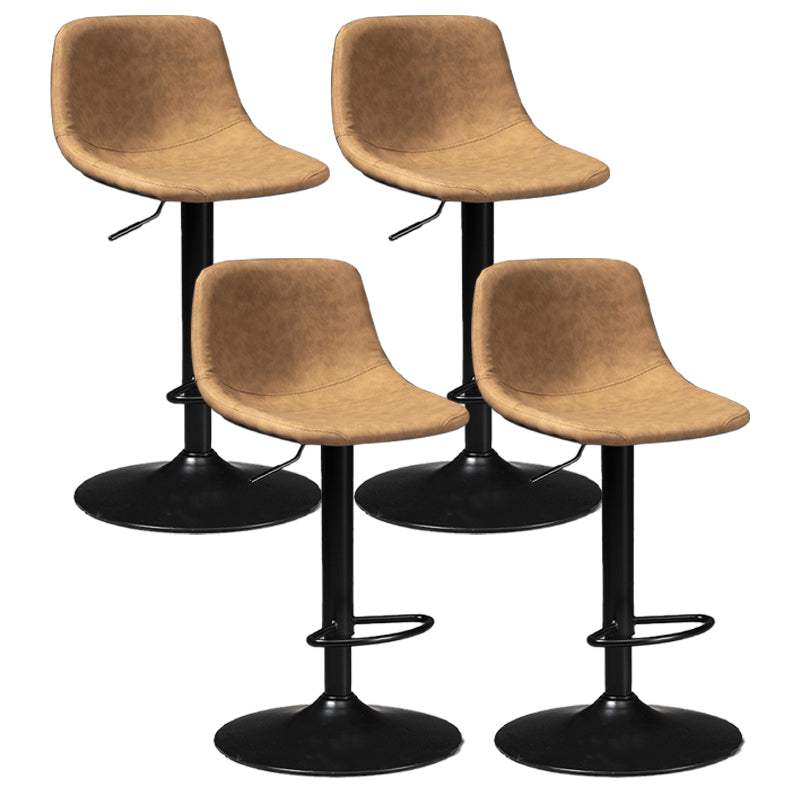 Industrial Style Bar-stool Leather Seat with Low Back for Kitchen Bar Brown Black 4 Piece Set Clearhalo 'Bar Furniture' 'Bar Stools' 'bar_stools' 'furn' 'furn_bar_stools' 'furniture_bar_stools' 'Kitchen & Dining Furniture' 'kitchen&dining_furn' 'kitchen' 'kitchen_furn' Furniture' 4611273