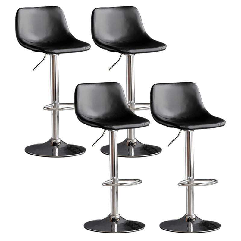 Industrial Style Bar-stool Leather Seat with Low Back for Kitchen Bar Black Silver 4 Piece Set Clearhalo 'Bar Furniture' 'Bar Stools' 'bar_stools' 'furn' 'furn_bar_stools' 'furniture_bar_stools' 'Kitchen & Dining Furniture' 'kitchen&dining_furn' 'kitchen' 'kitchen_furn' Furniture' 4611274