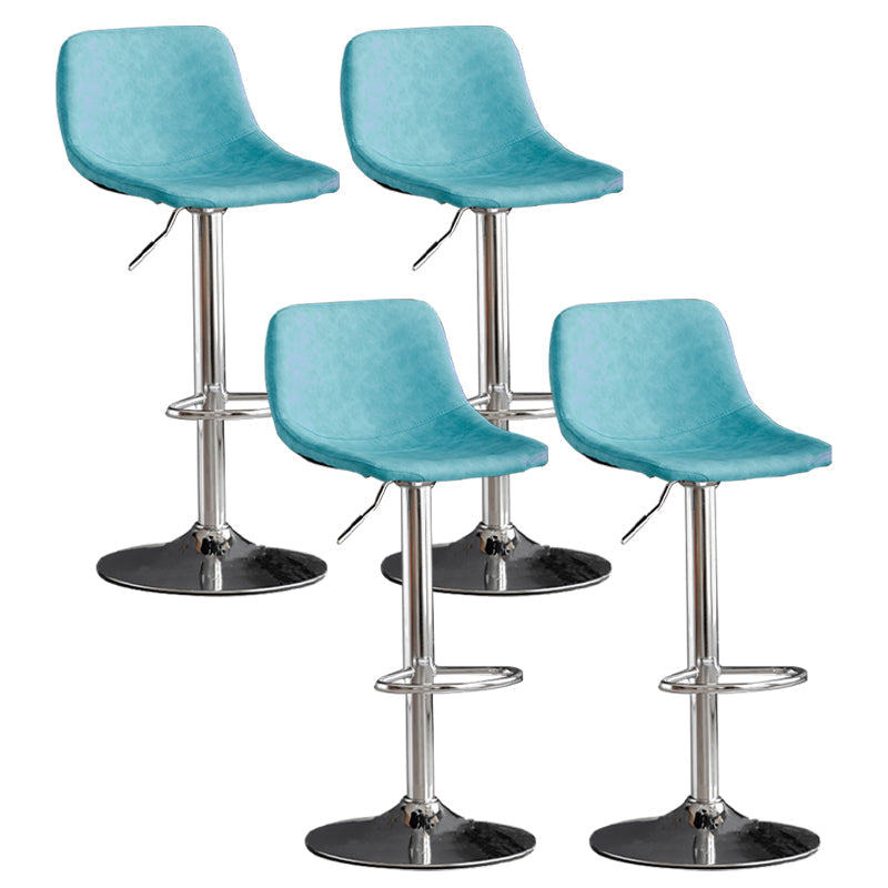 Industrial Style Bar-stool Leather Seat with Low Back for Kitchen Bar Blue Silver 4 Piece Set Clearhalo 'Bar Furniture' 'Bar Stools' 'bar_stools' 'furn' 'furn_bar_stools' 'furniture_bar_stools' 'Kitchen & Dining Furniture' 'kitchen&dining_furn' 'kitchen' 'kitchen_furn' Furniture' 4611275
