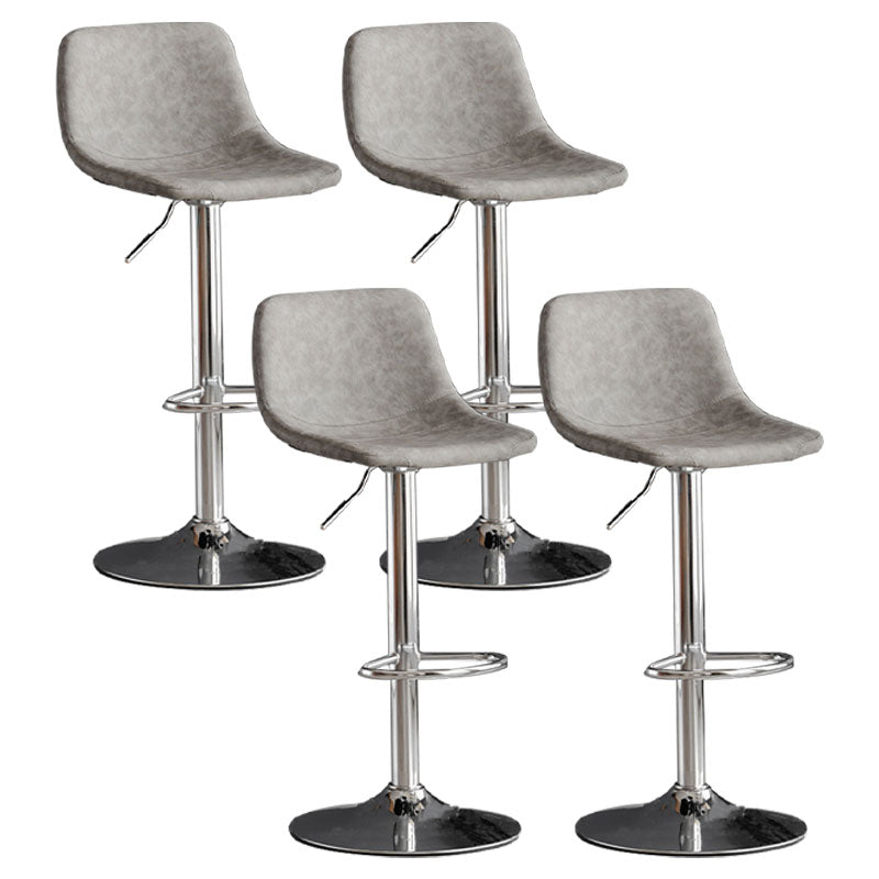 Industrial Style Bar-stool Leather Seat with Low Back for Kitchen Bar Grey Silver 4 Piece Set Clearhalo 'Bar Furniture' 'Bar Stools' 'bar_stools' 'furn' 'furn_bar_stools' 'furniture_bar_stools' 'Kitchen & Dining Furniture' 'kitchen&dining_furn' 'kitchen' 'kitchen_furn' Furniture' 4611276