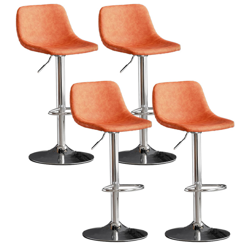Industrial Style Bar-stool Leather Seat with Low Back for Kitchen Bar Orange Silver 4 Piece Set Clearhalo 'Bar Furniture' 'Bar Stools' 'bar_stools' 'furn' 'furn_bar_stools' 'furniture_bar_stools' 'Kitchen & Dining Furniture' 'kitchen&dining_furn' 'kitchen' 'kitchen_furn' Furniture' 4611277