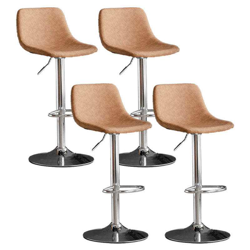 Industrial Style Bar-stool Leather Seat with Low Back for Kitchen Bar Brown Silver 4 Piece Set Clearhalo 'Bar Furniture' 'Bar Stools' 'bar_stools' 'furn' 'furn_bar_stools' 'furniture_bar_stools' 'Kitchen & Dining Furniture' 'kitchen&dining_furn' 'kitchen' 'kitchen_furn' Furniture' 4611278