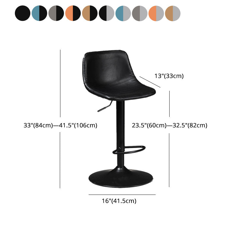 Industrial Style Bar-stool Leather Seat with Low Back for Kitchen Bar Clearhalo 'Bar Furniture' 'Bar Stools' 'bar_stools' 'furn' 'furn_bar_stools' 'furniture_bar_stools' 'Kitchen & Dining Furniture' 'kitchen&dining_furn' 'kitchen' 'kitchen_furn' Furniture' 4611279