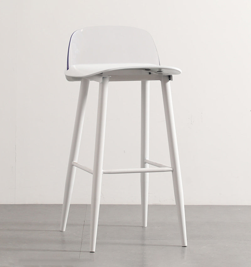 Industrial Style Bar-stool with 4 Legs Low Back PP Seat for Kitchen Bar White-Clear 1 Piece Clearhalo 'Bar Furniture' 'Bar Stools' 'bar_stools' 'furn' 'furn_bar_stools' 'furniture_bar_stools' 'Kitchen & Dining Furniture' 'kitchen&dining_furn' 'kitchen' 'kitchen_furn' Furniture' 4611298