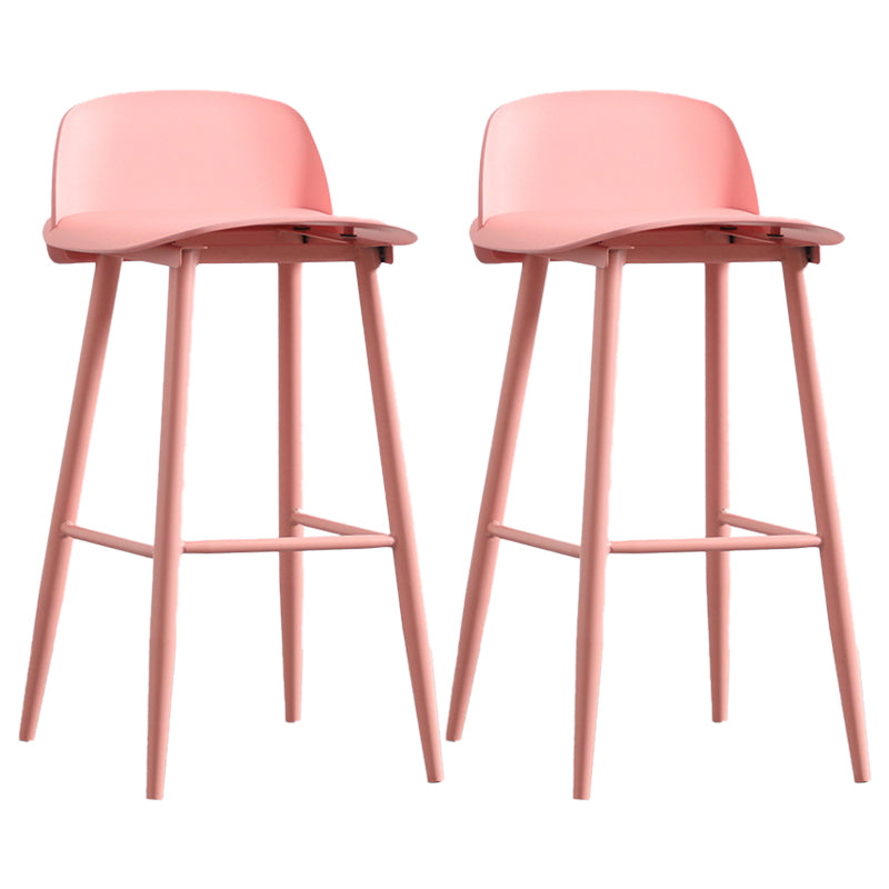 Industrial Style Bar-stool with 4 Legs Low Back PP Seat for Kitchen Bar Pink 2 Piece Set Clearhalo 'Bar Furniture' 'Bar Stools' 'bar_stools' 'furn' 'furn_bar_stools' 'furniture_bar_stools' 'Kitchen & Dining Furniture' 'kitchen&dining_furn' 'kitchen' 'kitchen_furn' Furniture' 4611302