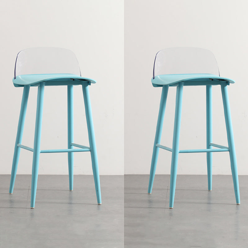 Industrial Style Bar-stool with 4 Legs Low Back PP Seat for Kitchen Bar Light Blue-Clear 2 Piece Set Clearhalo 'Bar Furniture' 'Bar Stools' 'bar_stools' 'furn' 'furn_bar_stools' 'furniture_bar_stools' 'Kitchen & Dining Furniture' 'kitchen&dining_furn' 'kitchen' 'kitchen_furn' Furniture' 4611305