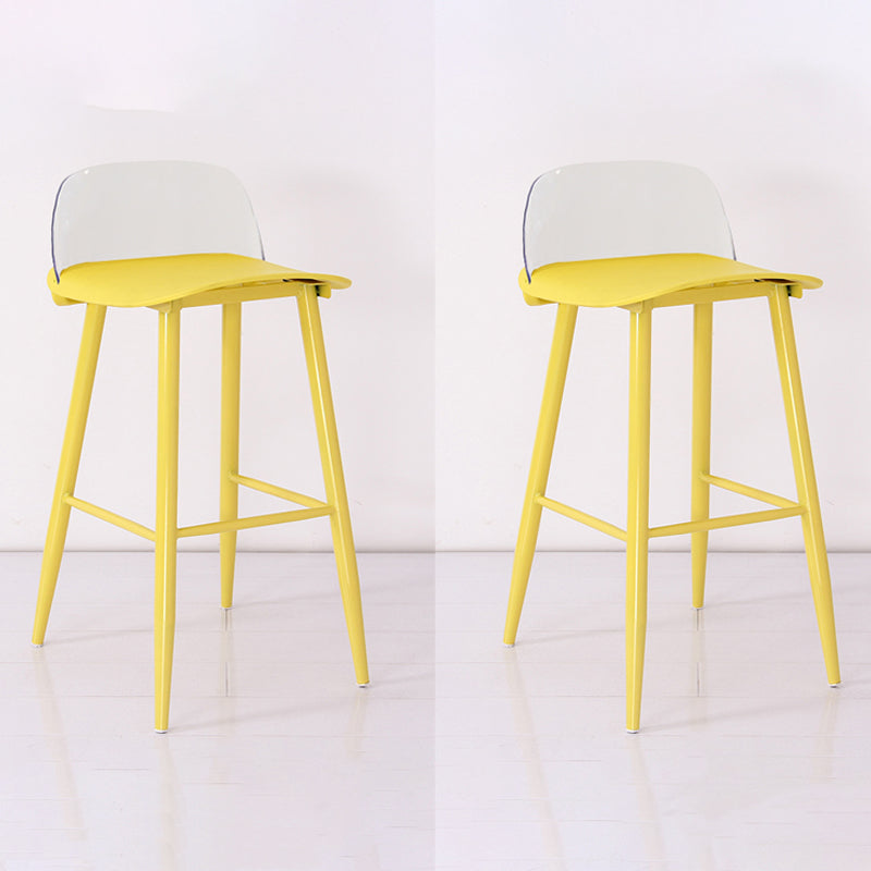Industrial Style Bar-stool with 4 Legs Low Back PP Seat for Kitchen Bar Beige-Clear 2 Piece Set Clearhalo 'Bar Furniture' 'Bar Stools' 'bar_stools' 'furn' 'furn_bar_stools' 'furniture_bar_stools' 'Kitchen & Dining Furniture' 'kitchen&dining_furn' 'kitchen' 'kitchen_furn' Furniture' 4611307