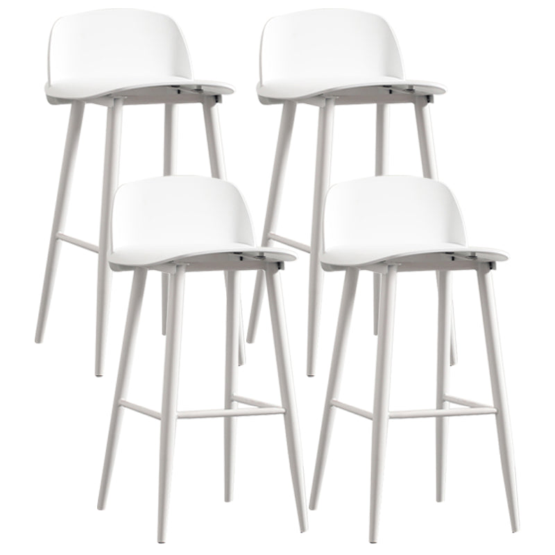 Industrial Style Bar-stool with 4 Legs Low Back PP Seat for Kitchen Bar White 4 Piece Set Clearhalo 'Bar Furniture' 'Bar Stools' 'bar_stools' 'furn' 'furn_bar_stools' 'furniture_bar_stools' 'Kitchen & Dining Furniture' 'kitchen&dining_furn' 'kitchen' 'kitchen_furn' Furniture' 4611314