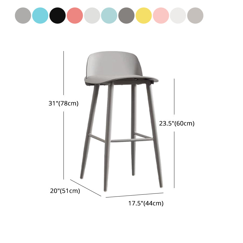 Industrial Style Bar-stool with 4 Legs Low Back PP Seat for Kitchen Bar Clearhalo 'Bar Furniture' 'Bar Stools' 'bar_stools' 'furn' 'furn_bar_stools' 'furniture_bar_stools' 'Kitchen & Dining Furniture' 'kitchen&dining_furn' 'kitchen' 'kitchen_furn' Furniture' 4611323