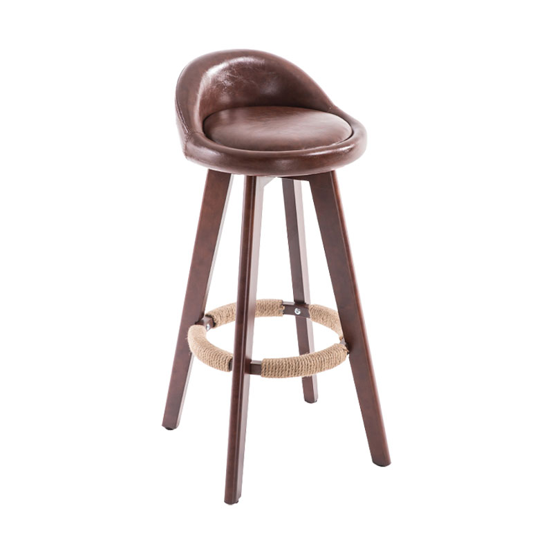 Contemporary Solid Wood Swivel Barstool Bristol Bar Stool with Footrest and Low Back Brown Brown 1 Piece Clearhalo 'Bar Furniture' 'Bar Stools' 'bar_stools' 'furn' 'furn_bar_stools' 'furniture_bar_stools' 'Kitchen & Dining Furniture' 'kitchen&dining_furn' 'kitchen' 'kitchen_furn' Furniture' 4611326