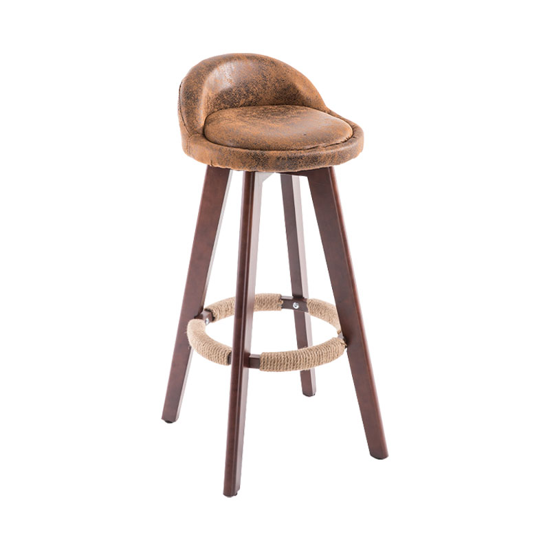Contemporary Solid Wood Swivel Barstool Bristol Bar Stool with Footrest and Low Back Dark Brown Brown 1 Piece Clearhalo 'Bar Furniture' 'Bar Stools' 'bar_stools' 'furn' 'furn_bar_stools' 'furniture_bar_stools' 'Kitchen & Dining Furniture' 'kitchen&dining_furn' 'kitchen' 'kitchen_furn' Furniture' 4611329