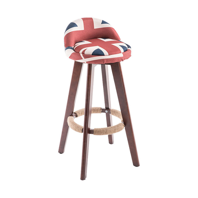 Contemporary Solid Wood Swivel Barstool Bristol Bar Stool with Footrest and Low Back Red-White-Blue Brown 1 Piece Clearhalo 'Bar Furniture' 'Bar Stools' 'bar_stools' 'furn' 'furn_bar_stools' 'furniture_bar_stools' 'Kitchen & Dining Furniture' 'kitchen&dining_furn' 'kitchen' 'kitchen_furn' Furniture' 4611332