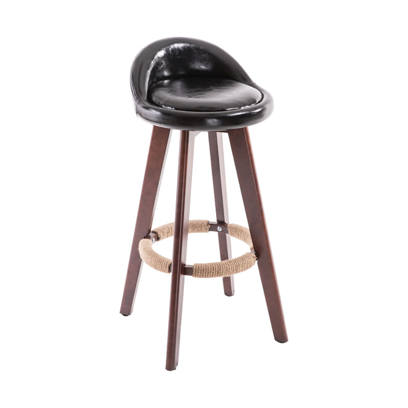 Contemporary Solid Wood Swivel Barstool Bristol Bar Stool with Footrest and Low Back Black Brown 1 Piece Clearhalo 'Bar Furniture' 'Bar Stools' 'bar_stools' 'furn' 'furn_bar_stools' 'furniture_bar_stools' 'Kitchen & Dining Furniture' 'kitchen&dining_furn' 'kitchen' 'kitchen_furn' Furniture' 4611335