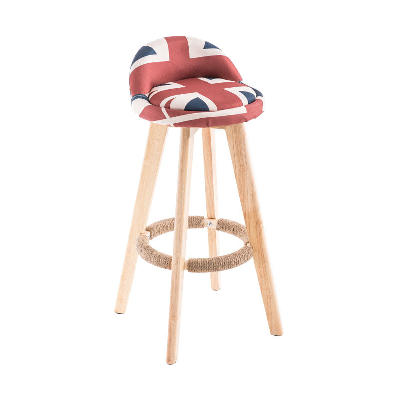 Contemporary Solid Wood Swivel Barstool Bristol Bar Stool with Footrest and Low Back Red-White-Blue Natural 1 Piece Clearhalo 'Bar Furniture' 'Bar Stools' 'bar_stools' 'furn' 'furn_bar_stools' 'furniture_bar_stools' 'Kitchen & Dining Furniture' 'kitchen&dining_furn' 'kitchen' 'kitchen_furn' Furniture' 4611348