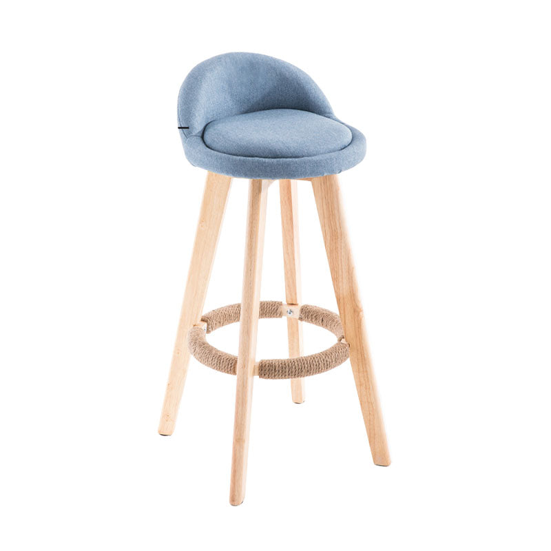 Contemporary Solid Wood Swivel Barstool Bristol Bar Stool with Footrest and Low Back Blue Natural 1 Piece Clearhalo 'Bar Furniture' 'Bar Stools' 'bar_stools' 'furn' 'furn_bar_stools' 'furniture_bar_stools' 'Kitchen & Dining Furniture' 'kitchen&dining_furn' 'kitchen' 'kitchen_furn' Furniture' 4611352