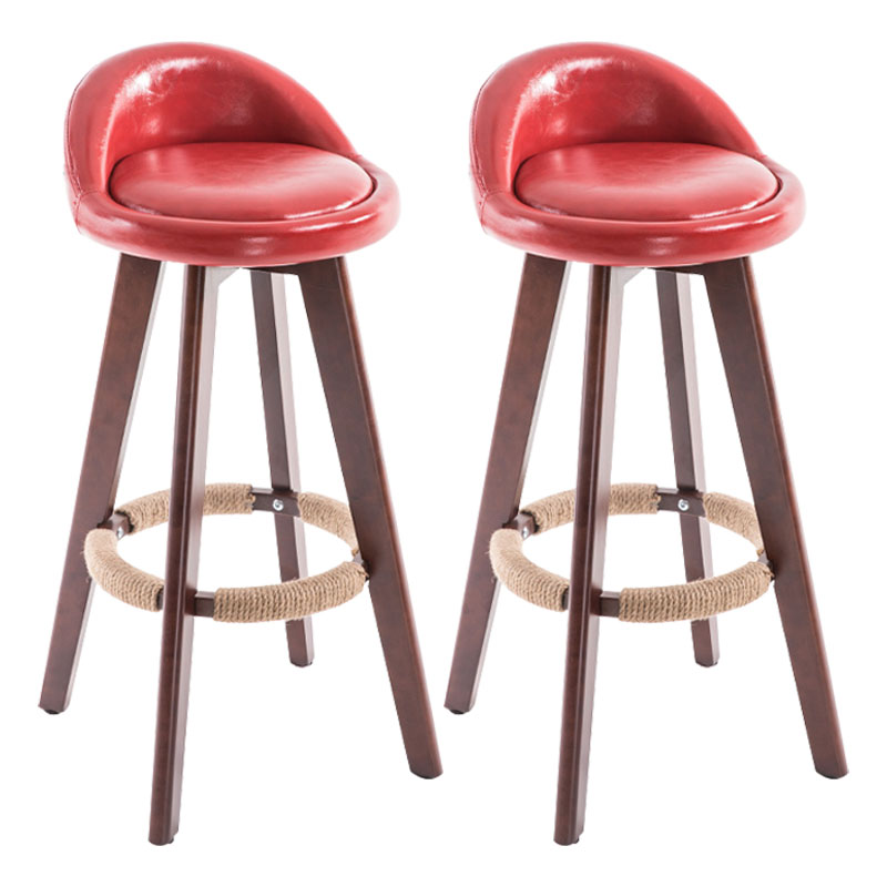 Contemporary Solid Wood Swivel Barstool Bristol Bar Stool with Footrest and Low Back Red Brown 2 Piece Set Clearhalo 'Bar Furniture' 'Bar Stools' 'bar_stools' 'furn' 'furn_bar_stools' 'furniture_bar_stools' 'Kitchen & Dining Furniture' 'kitchen&dining_furn' 'kitchen' 'kitchen_furn' Furniture' 4611353
