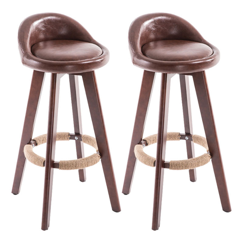 Contemporary Solid Wood Swivel Barstool Bristol Bar Stool with Footrest and Low Back Brown Brown 2 Piece Set Clearhalo 'Bar Furniture' 'Bar Stools' 'bar_stools' 'furn' 'furn_bar_stools' 'furniture_bar_stools' 'Kitchen & Dining Furniture' 'kitchen&dining_furn' 'kitchen' 'kitchen_furn' Furniture' 4611354
