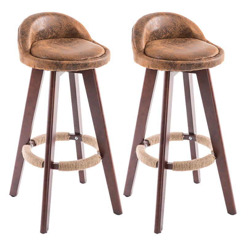 Contemporary Solid Wood Swivel Barstool Bristol Bar Stool with Footrest and Low Back Dark Brown Brown 2 Piece Set Clearhalo 'Bar Furniture' 'Bar Stools' 'bar_stools' 'furn' 'furn_bar_stools' 'furniture_bar_stools' 'Kitchen & Dining Furniture' 'kitchen&dining_furn' 'kitchen' 'kitchen_furn' Furniture' 4611355