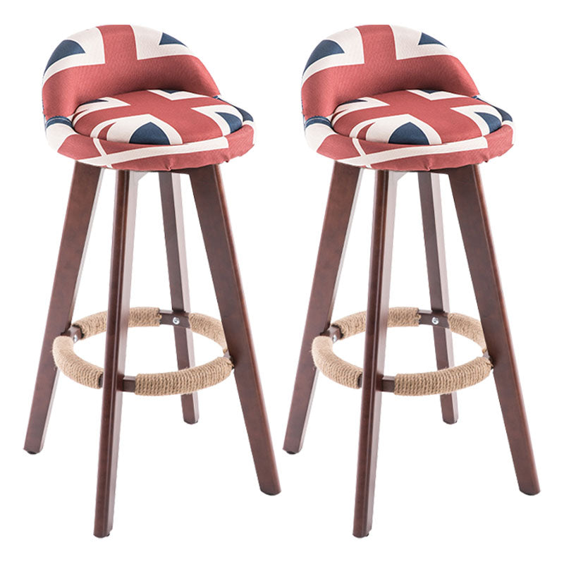 Contemporary Solid Wood Swivel Barstool Bristol Bar Stool with Footrest and Low Back Red-White-Blue Brown 2 Piece Set Clearhalo 'Bar Furniture' 'Bar Stools' 'bar_stools' 'furn' 'furn_bar_stools' 'furniture_bar_stools' 'Kitchen & Dining Furniture' 'kitchen&dining_furn' 'kitchen' 'kitchen_furn' Furniture' 4611357