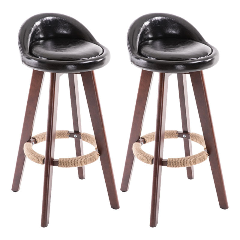 Contemporary Solid Wood Swivel Barstool Bristol Bar Stool with Footrest and Low Back Black Brown 2 Piece Set Clearhalo 'Bar Furniture' 'Bar Stools' 'bar_stools' 'furn' 'furn_bar_stools' 'furniture_bar_stools' 'Kitchen & Dining Furniture' 'kitchen&dining_furn' 'kitchen' 'kitchen_furn' Furniture' 4611358