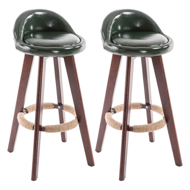 Contemporary Solid Wood Swivel Barstool Bristol Bar Stool with Footrest and Low Back Blackish Green Brown 2 Piece Set Clearhalo 'Bar Furniture' 'Bar Stools' 'bar_stools' 'furn' 'furn_bar_stools' 'furniture_bar_stools' 'Kitchen & Dining Furniture' 'kitchen&dining_furn' 'kitchen' 'kitchen_furn' Furniture' 4611360