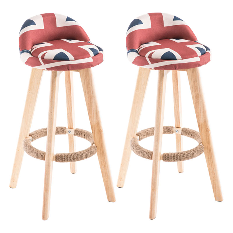 Contemporary Solid Wood Swivel Barstool Bristol Bar Stool with Footrest and Low Back Red-White-Blue Natural 2 Piece Set Clearhalo 'Bar Furniture' 'Bar Stools' 'bar_stools' 'furn' 'furn_bar_stools' 'furniture_bar_stools' 'Kitchen & Dining Furniture' 'kitchen&dining_furn' 'kitchen' 'kitchen_furn' Furniture' 4611365