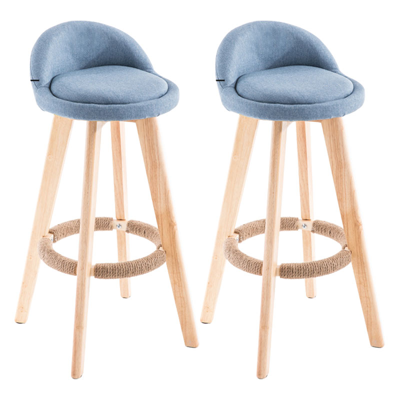 Contemporary Solid Wood Swivel Barstool Bristol Bar Stool with Footrest and Low Back Blue Natural 2 Piece Set Clearhalo 'Bar Furniture' 'Bar Stools' 'bar_stools' 'furn' 'furn_bar_stools' 'furniture_bar_stools' 'Kitchen & Dining Furniture' 'kitchen&dining_furn' 'kitchen' 'kitchen_furn' Furniture' 4611367
