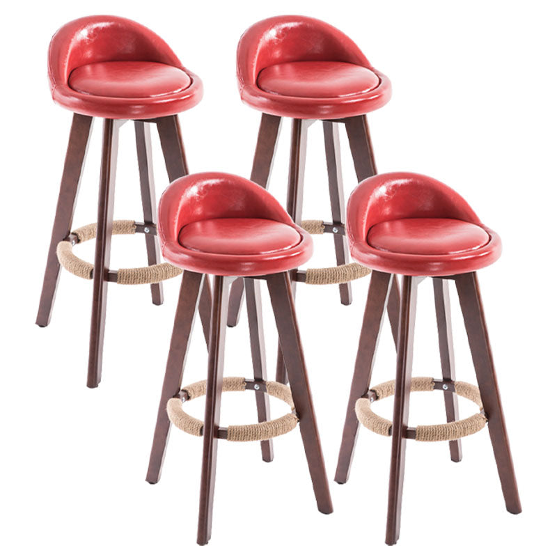 Contemporary Solid Wood Swivel Barstool Bristol Bar Stool with Footrest and Low Back Red Brown 4 Piece Set Clearhalo 'Bar Furniture' 'Bar Stools' 'bar_stools' 'furn' 'furn_bar_stools' 'furniture_bar_stools' 'Kitchen & Dining Furniture' 'kitchen&dining_furn' 'kitchen' 'kitchen_furn' Furniture' 4611368
